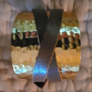 Ladies Taylor and Tessier Hammered Brass Cuff